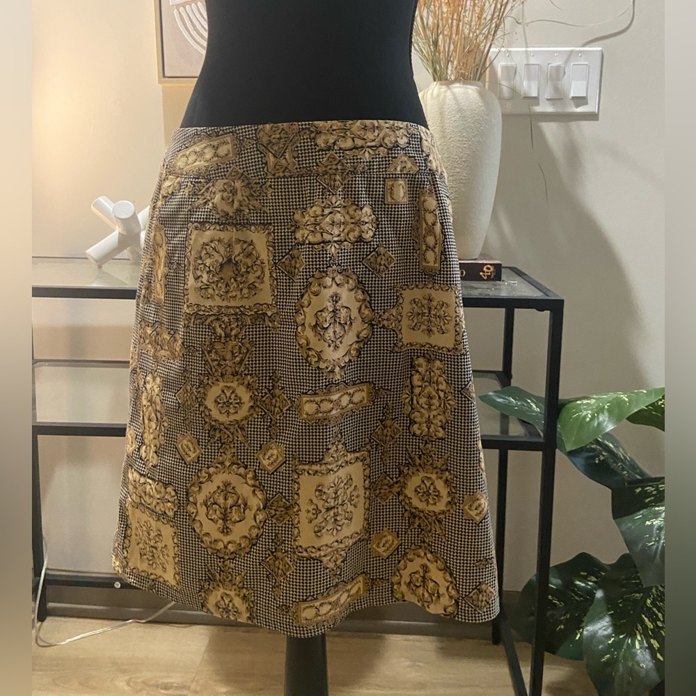 Talbots Black and Gold A-Line Skirt